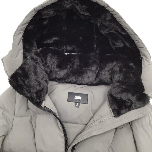 DKNY Women's Long Puffer Jacket Coat Lightweight (Gray, XX-Large) - Picture 2 of 3